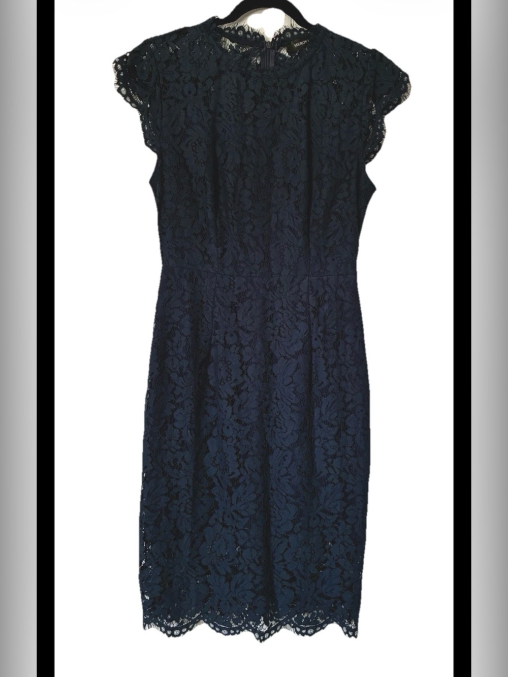 MEROKEETY Women’s Navy Floral and Lace Sheath Dress